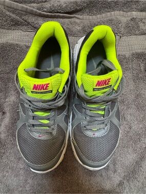 Nike Kids Gray and Neon Yellow Mesh Sneakers